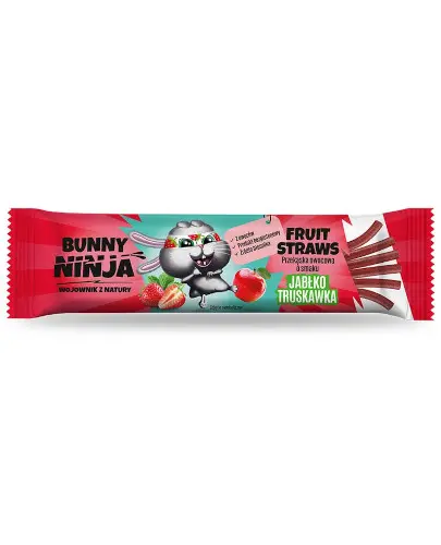 Bunny Ninja Fruit Straws przekąska owocowa o smaku jabłko truskawka 16 g zdjęcie