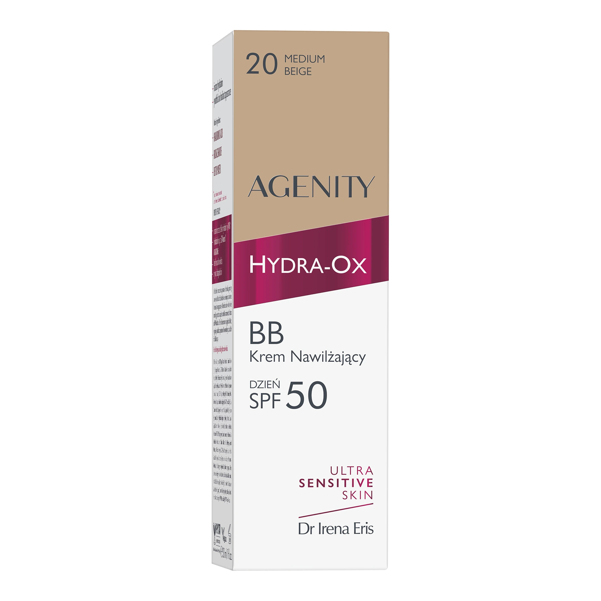 Agenity Hydra-Ox BB, Krem nawilżający na dzień 20 medium beige SPF 50, 30 ml zdjęcie