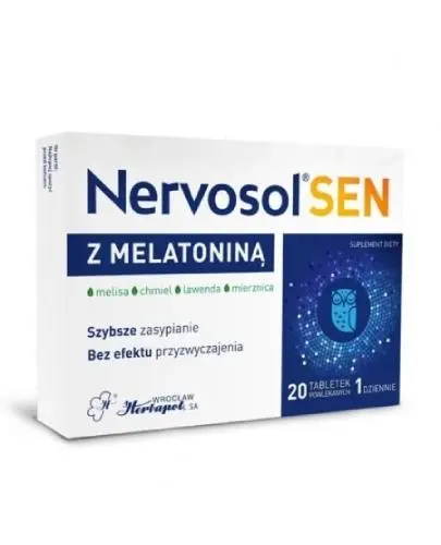 Herbapol, Nervosol Sen z Melatoniną, tabletki powlekane, 20 sztuk zdjęcie