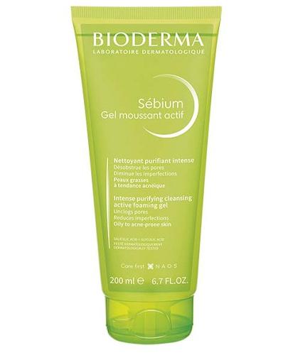 Bioderma Sebium Gel Moussant Actif Aktywny Żel oczyszczający do skóry tłustej, 200 ml, cena, opinie, skład zdjęcie