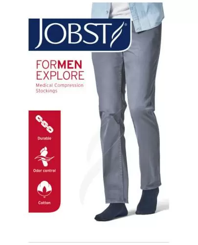Jobst ForMen Explore podkolanówki uciskowe dla mężczyzn CCL1 granatowe rozmiar 1 1 para zdjęcie