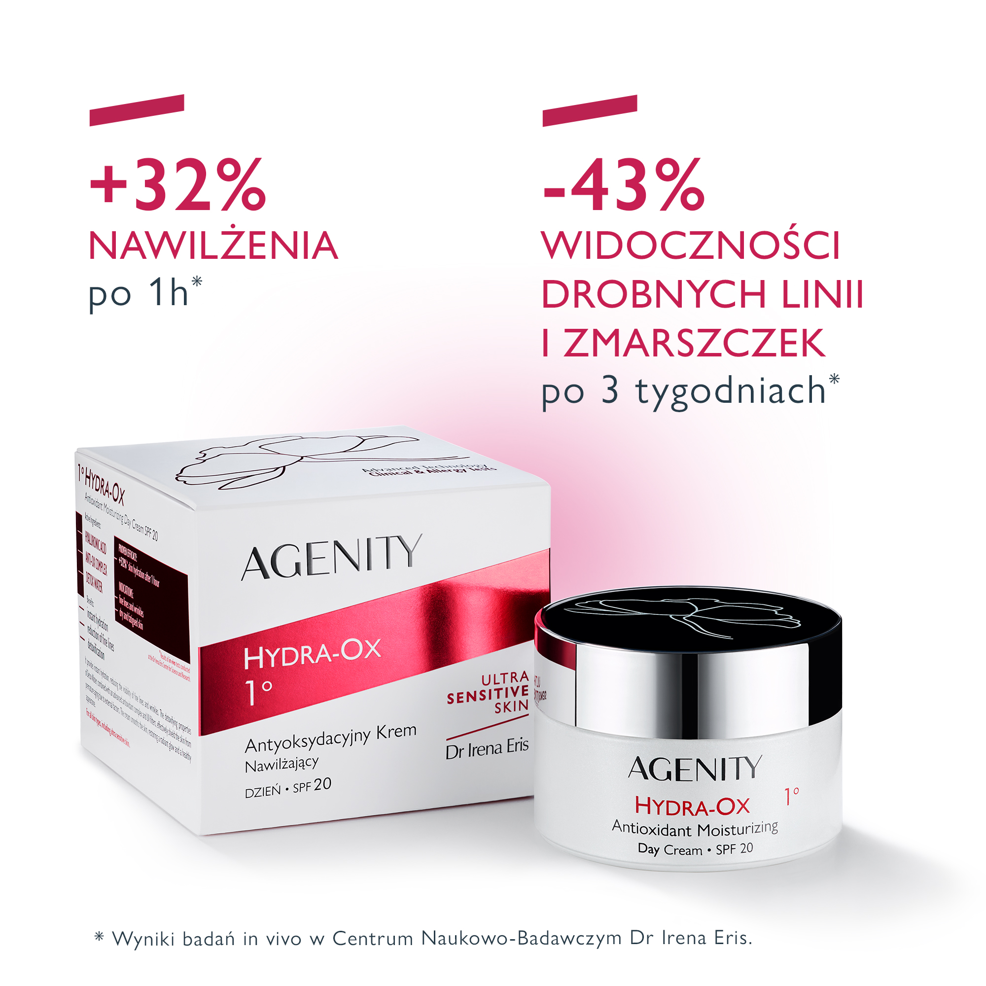 Agenity Hydra-Ox 1°, Krem nawilżający antyoksydacyjny na dzień SPF 20, 50 ml