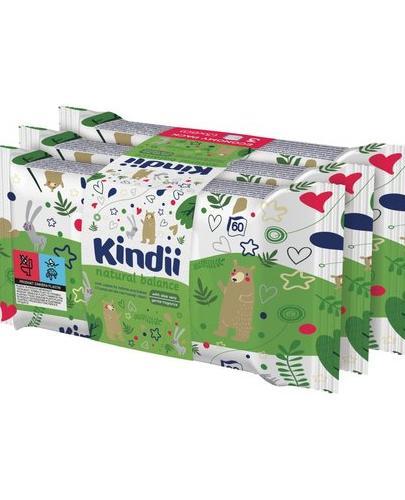 Kindii Natural Balance chusteczki nawilżane dla dzieci i niemowląt, 3 x 60 sztuk zdjęcie
