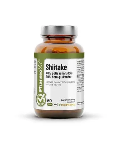 Pharmovit, Shiitake 40% polisacharydów 30% beta-glukanów clean label, 60 szt zdjęcie