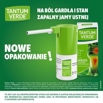 Tantum Verde, 1,5 mg/ml, aerozol do stosowania w jamie ustnej i gardle, 30 ml