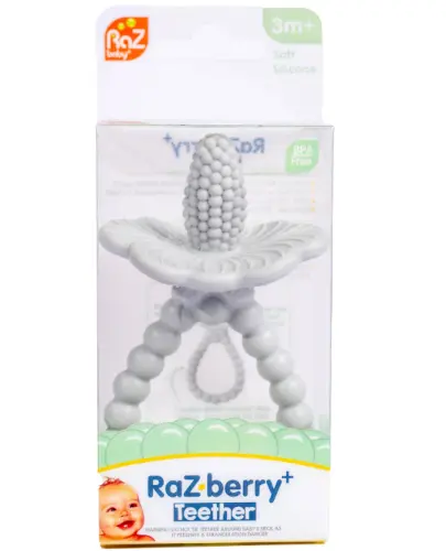 RaZbaby gryzak silikonowy soczysta malina plus szary 1 sztuka zdjęcie