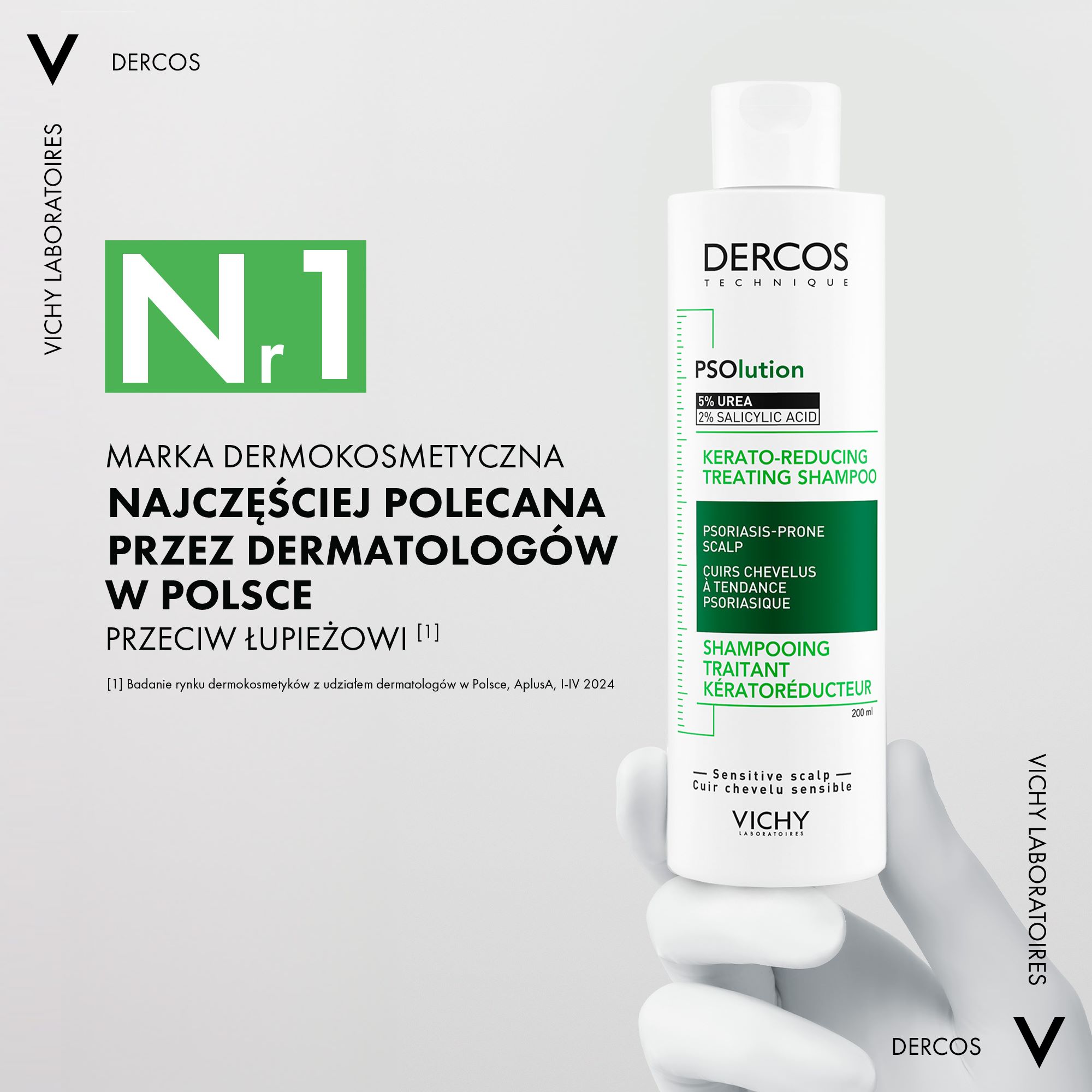 Vichy Dercos PSOlution, szampon keratolityczny dla skóry głowy z tendencją do łuszczycy, 200 ml