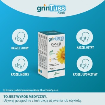 ABOCA Grintuss Adult Syrop - 128 g. Na suchy i mokry kaszel u dzieci od 12. r. ż. i dorosłych.