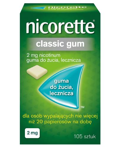 NICORETTE Classic 2 mg, gumy do żucia na rzucanie palenia, 105 sztuk  zdjęcie