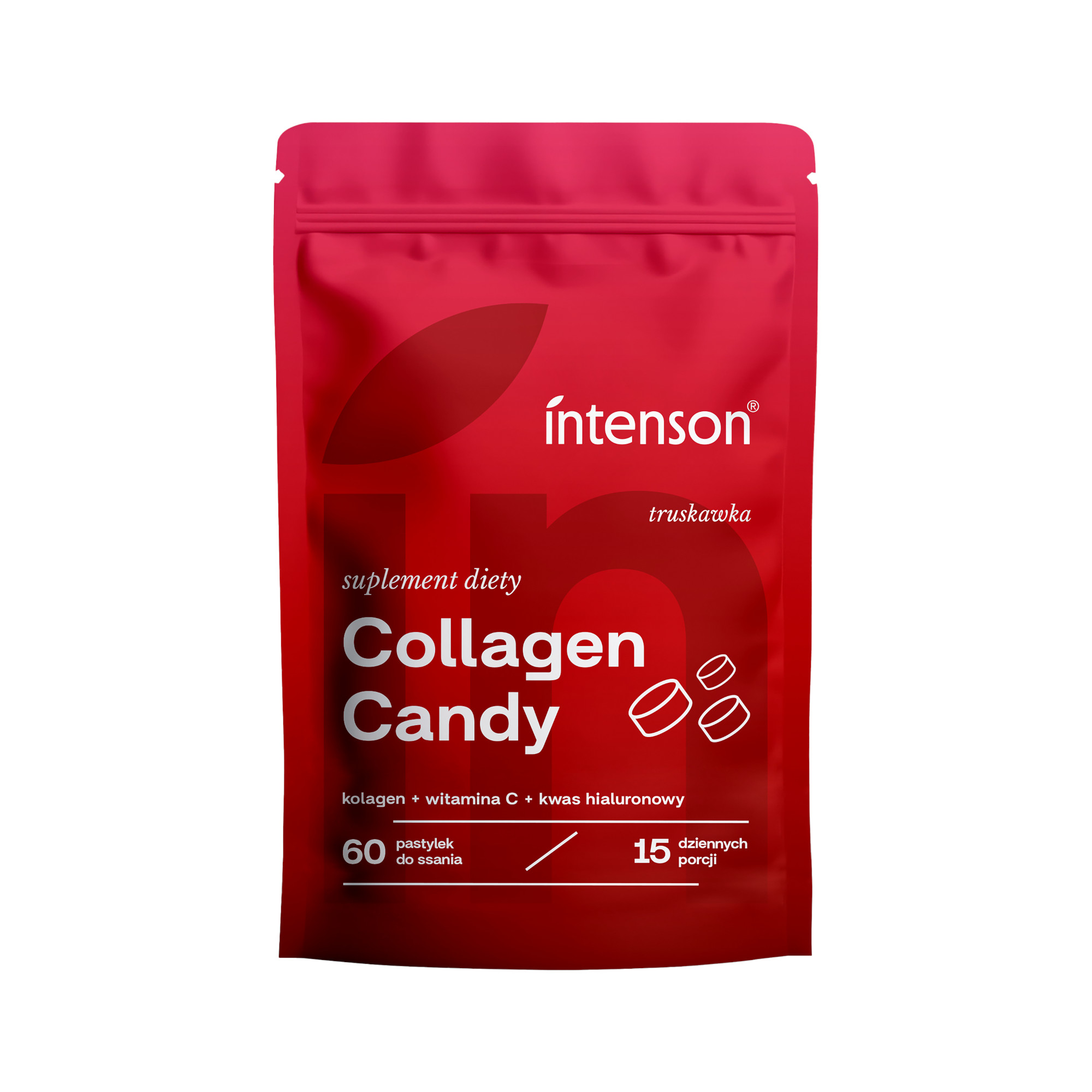 Intenson Collagen Candy o smaku truskawkowym, pastylki do ssania, 60 sztuk zdjęcie