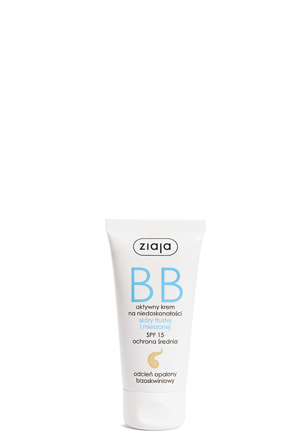 Ziaja BB aktywny krem na niedoskonałości SPF15 do skóry tłustej i mieszanej odcień opalony brzoskwiniowy 50 ml zdjęcie