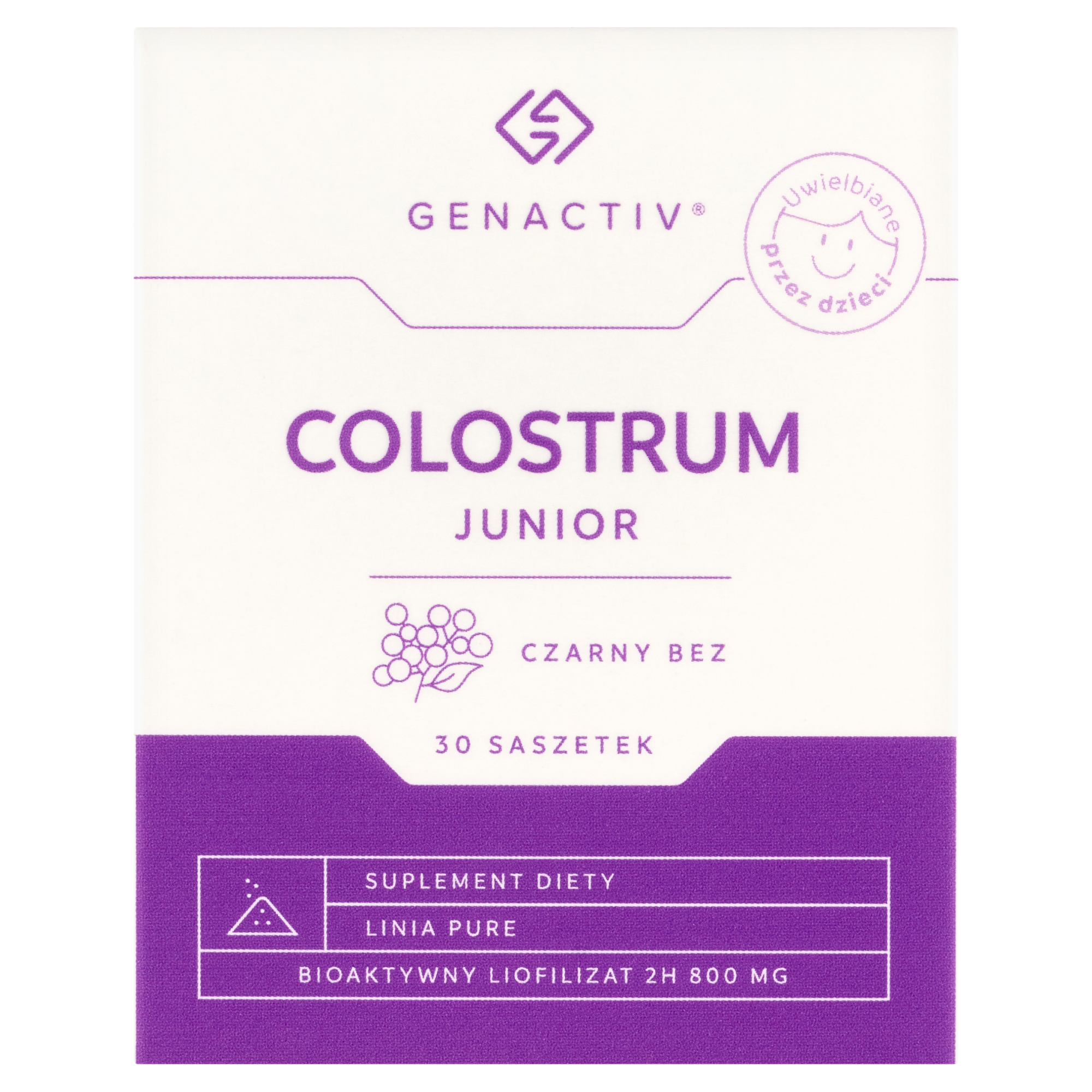 Genactiv Colostrum Junior Czarny Bez Proszek, 30 saszetek zdjęcie