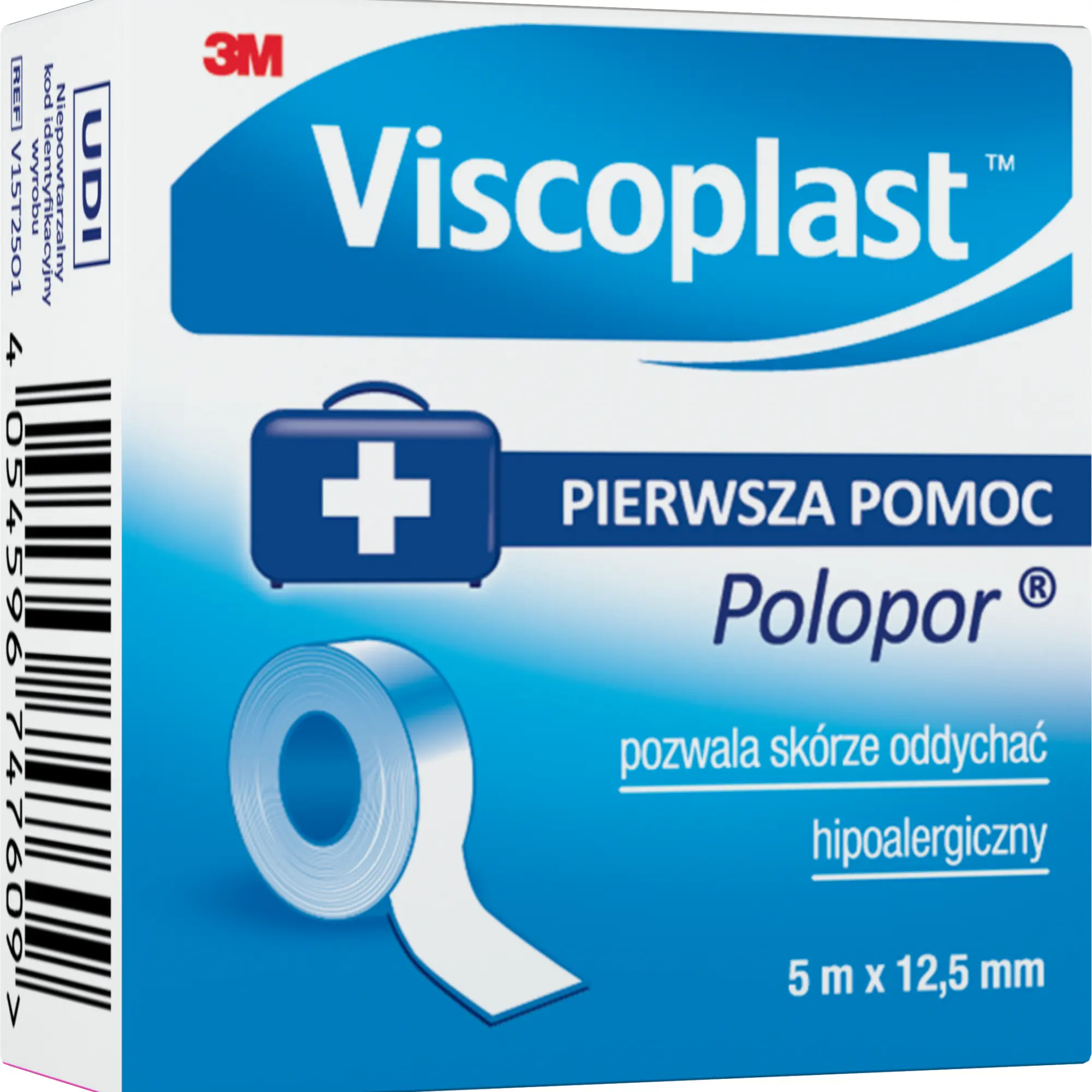 VIscoplast Pierwsza pomoc Polopor przylepiec włókninowy 5m x 12,5mm 1 sztuka