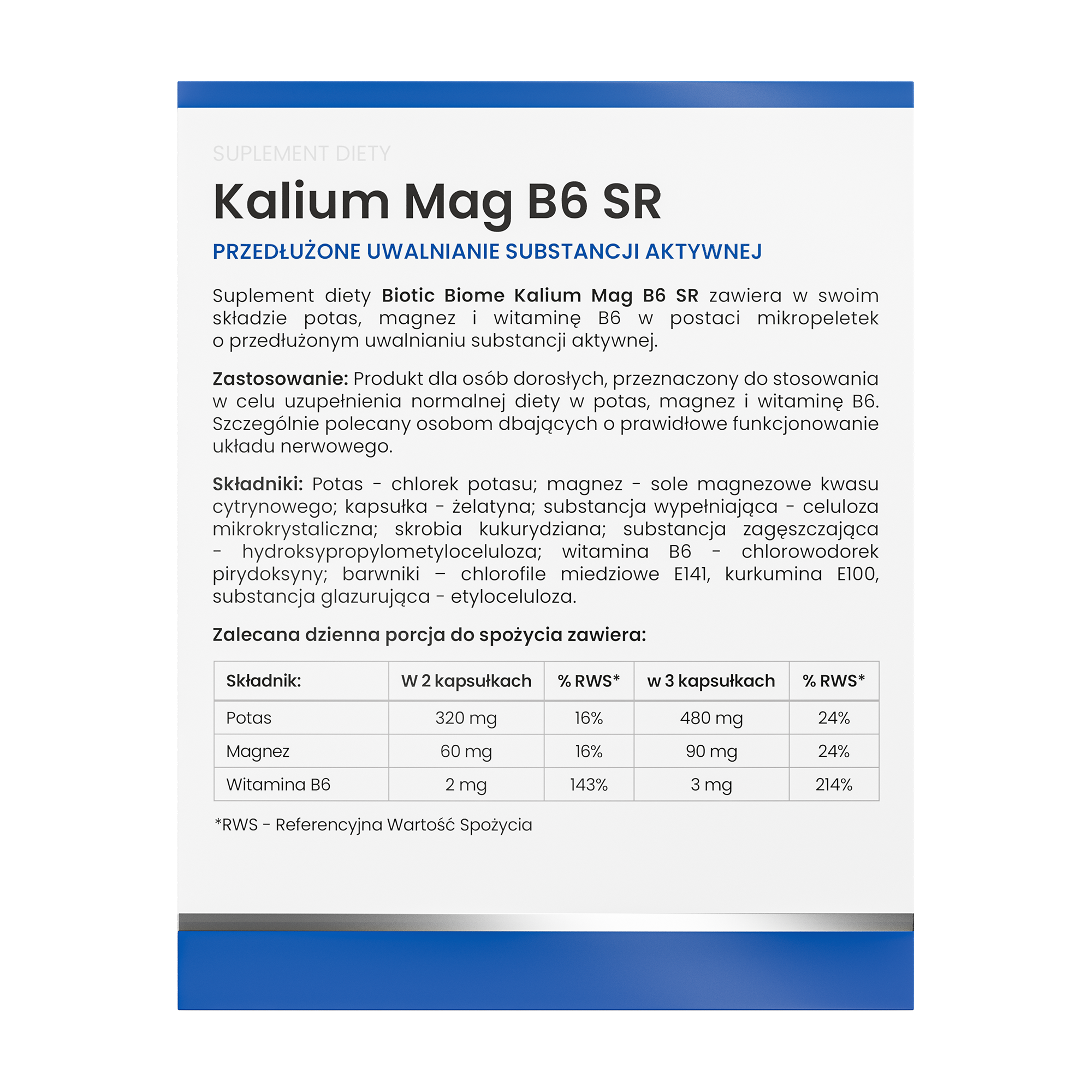 Biotic Biome Kalium MAG B6 SR, 60 kapsułek