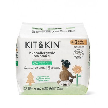 Kit & Kin Pieluszki biodegradowalne 3 Maxi 6-10 kg Bear/Rabbit 32 sztuki zdjęcie