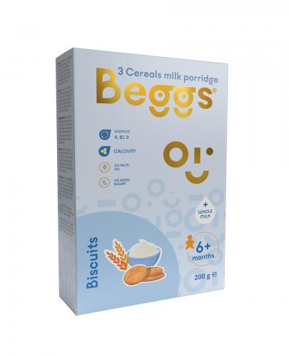 Beggs Kaszka mleczna 3-zbożowa z ciasteczkami po 6. miesiącu życia, 200 g zdjęcie
