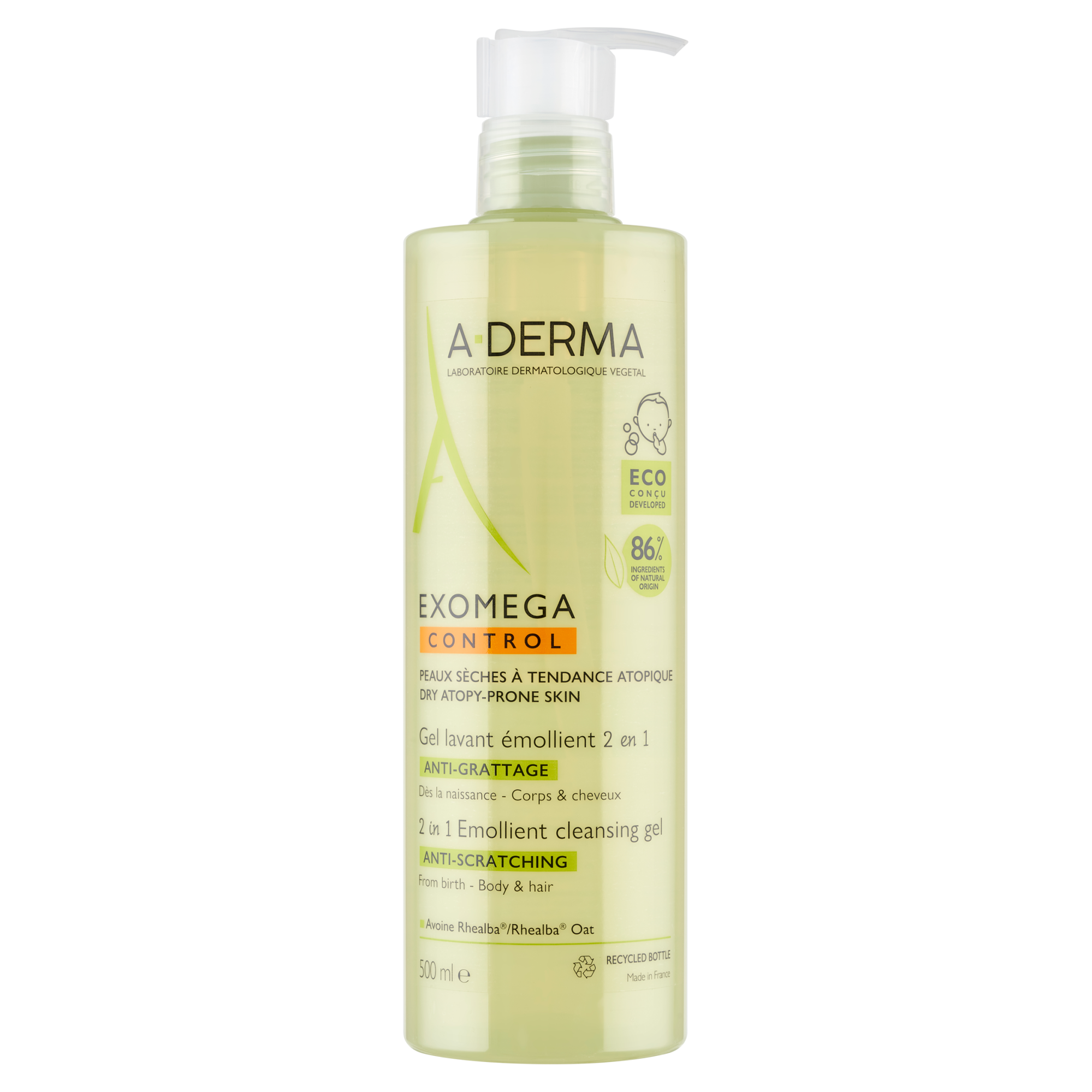 A-derma Exomega Control Skóra sucha skłonna do atopii Żel emolient do mycia 2 w 1 przeciw drapaniu od 1. dnia życia - Ciało & włosy, 500 ml zdjęcie