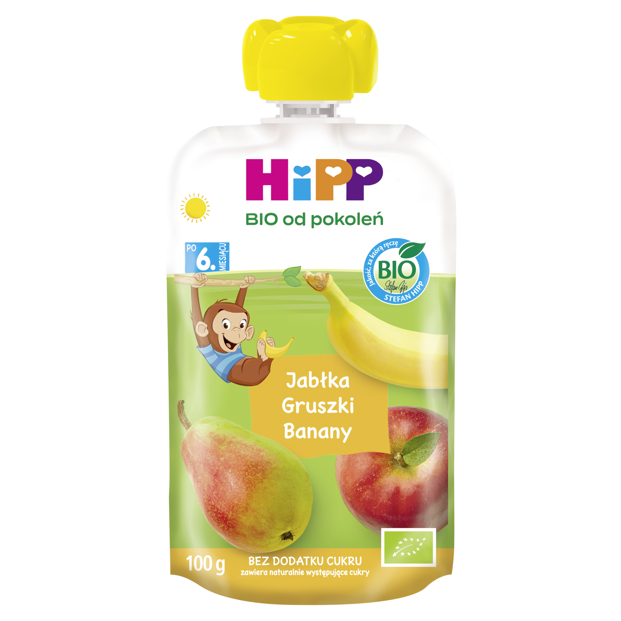 HiPP BIO od pokoleń, Jabłka-Gruszki-Banany, po 6. m-cu, 100 g zdjęcie