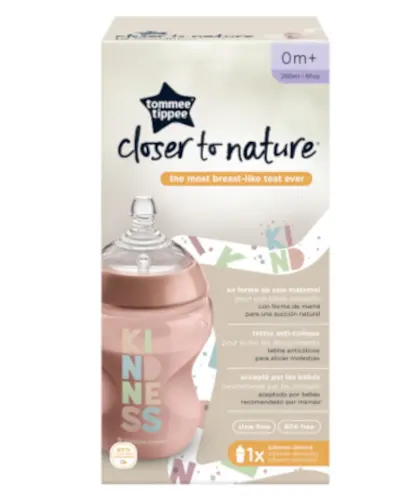 Tommee Tippee Closer To Nature butelka do karmienia ze smoczkiem o wolnym przepływie 0m+ 260 ml zdjęcie