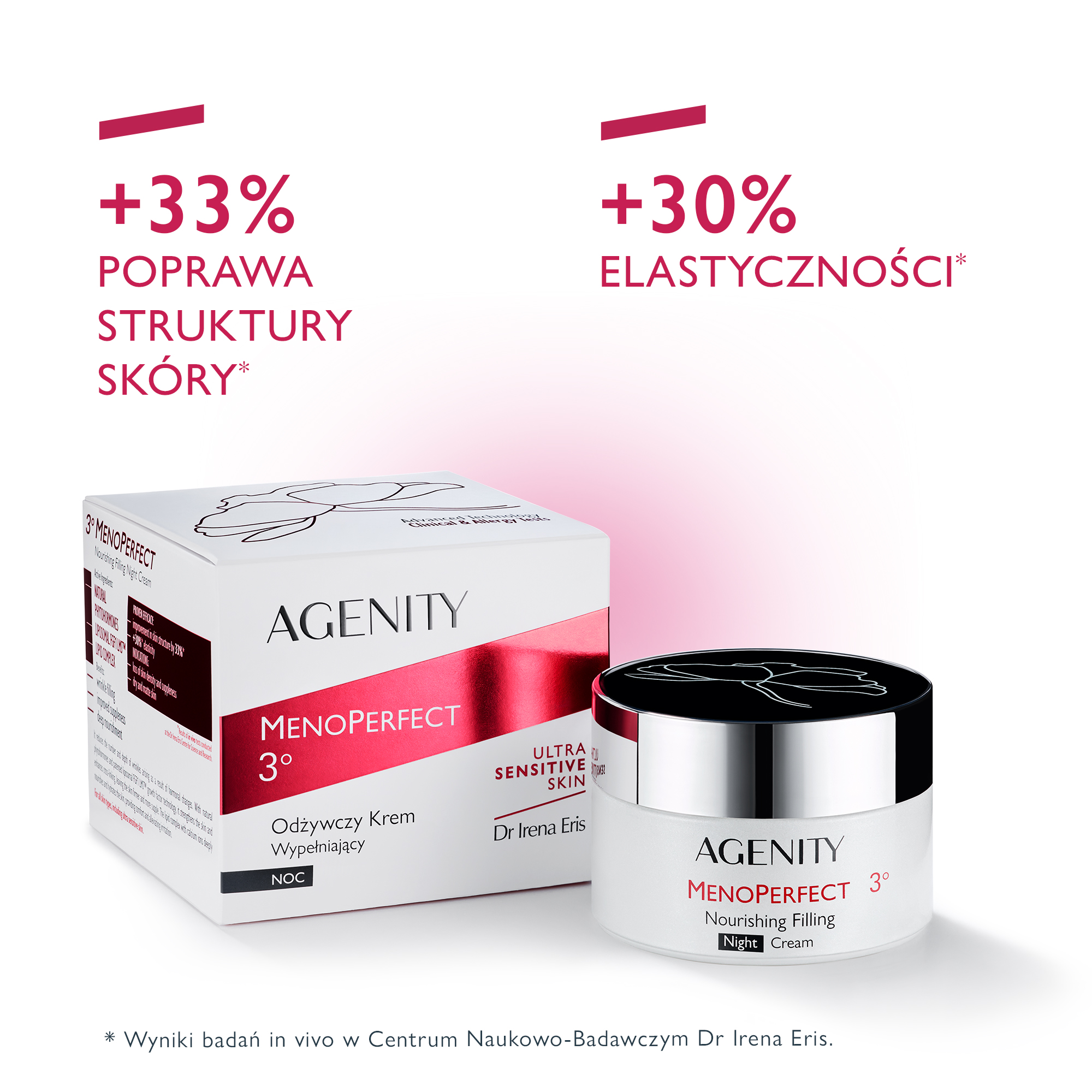 Agenity MenoPerfect 3°, Krem odżywczy, wypełniający na noc krem na noc, 50 ml