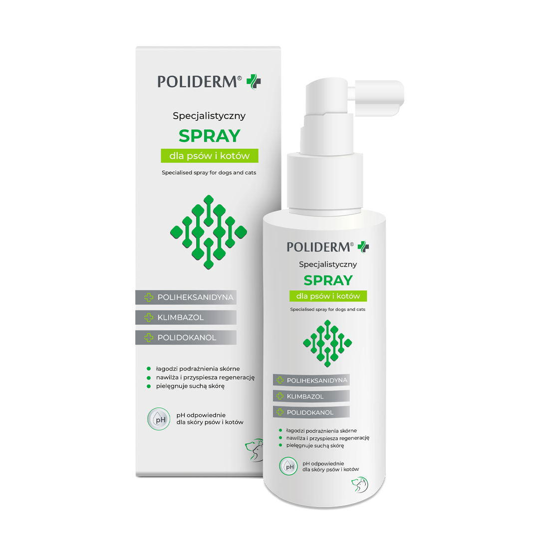 Poliderm Spray na zmiany skórne dla psa i kota, 100 ml