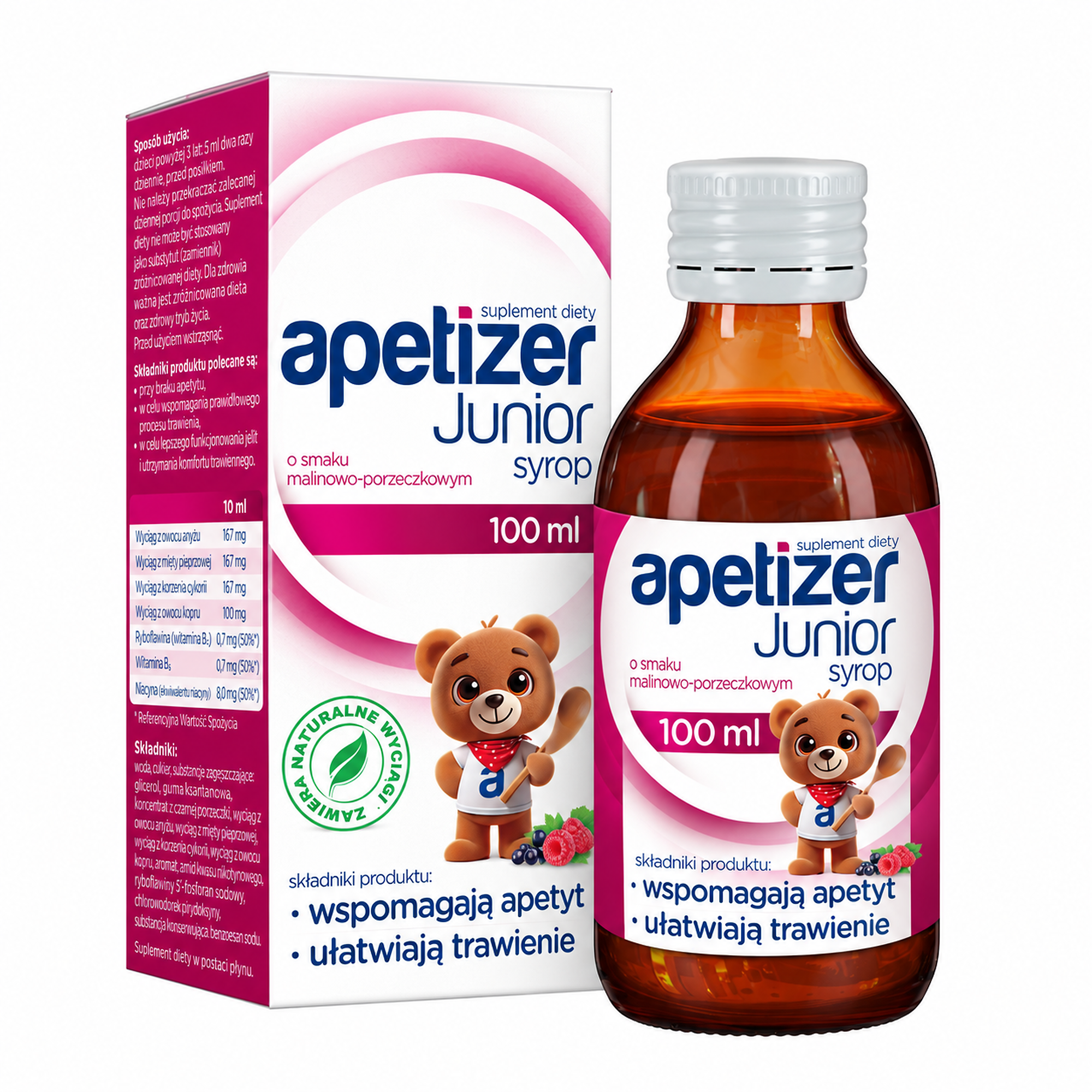 Apetizer Junior Syrop malinowo-porzeczkowy, 100 ml zdjęcie
