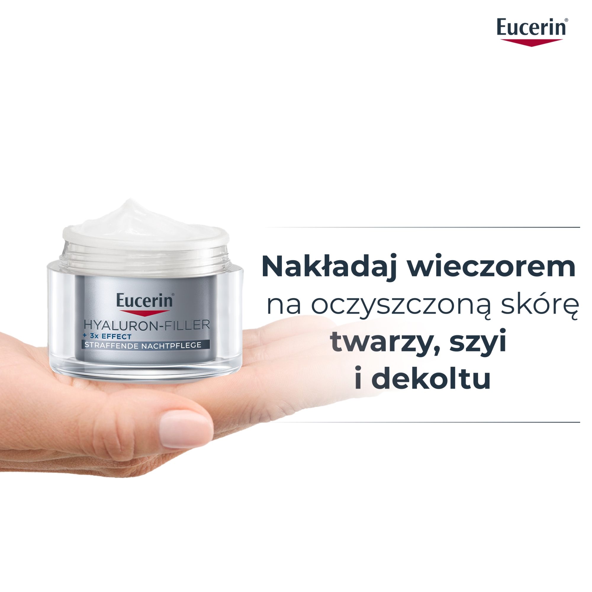 Eucerin Hyaluron-filler krem na noc z Kwasem Hialuronowym do każdego typu skóry przeciwzmarszczkowy, refill, 50 ml