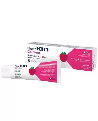 Kin Fluor-Kin Calcium pasta do zębów smak truskawkowy 75 ml zdjęcie