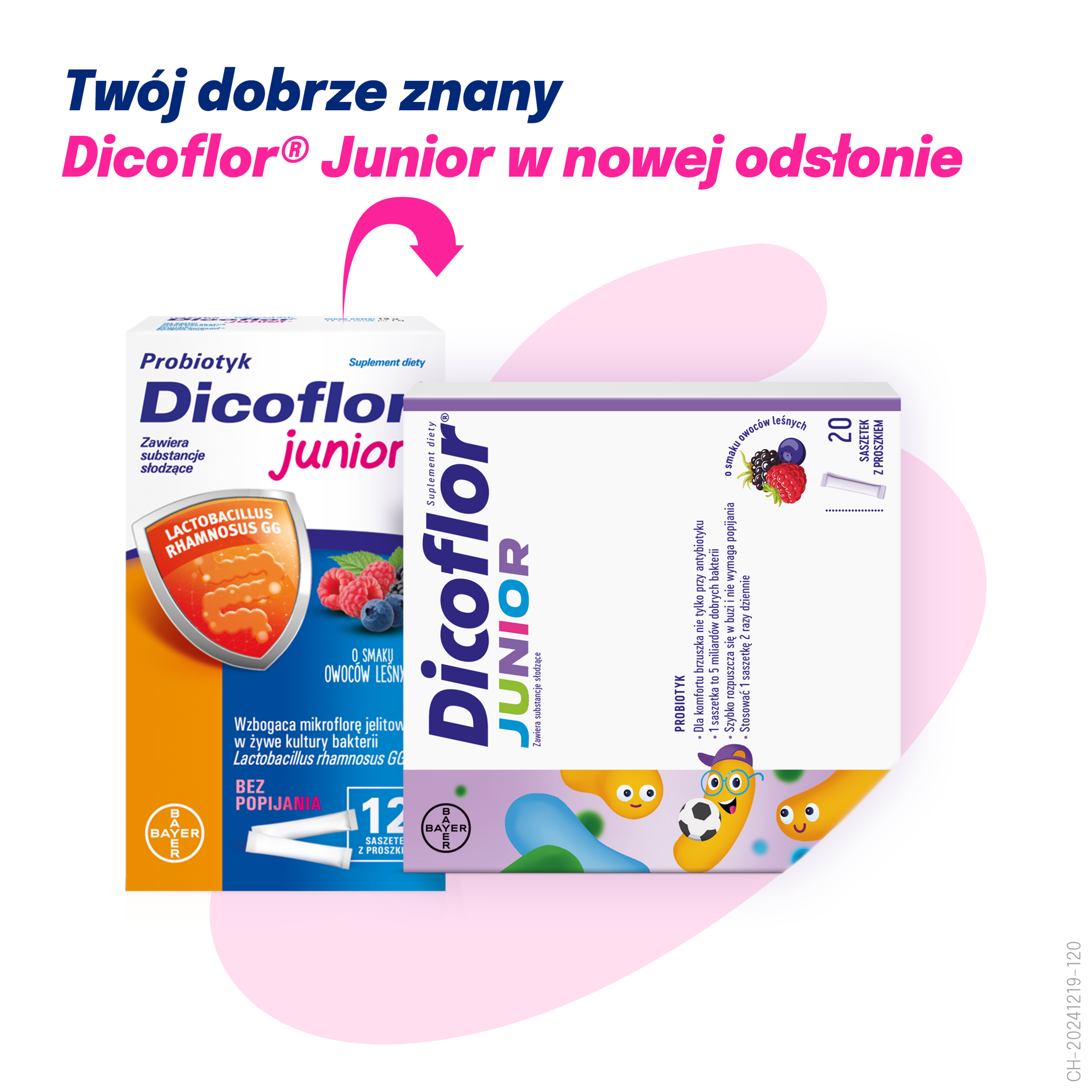 Dicoflor Junior o smaku owoców leśnych, saszetki, 20 sztuk