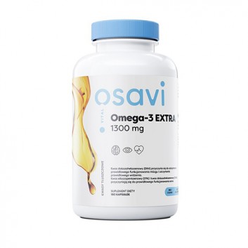 Omega-3 Extra 1300 mg cytryna, 180 kaps.

wskazania: wspieranie pracy serca, mózgu oraz wzroku  
właściwości: zawiera kwasy tłuszczowe omega-3, które przyczyniają się do utrzymania prawidłowego poziomu cholesterolu we krwi.