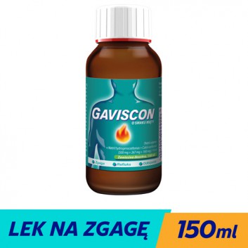 Gaviscon (500 mg + 267 mg + 160 mg)/10ml o smaku miętowym zawiesina 150 ml