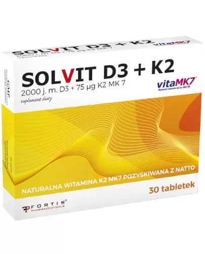 Solvit D3 + K2 - 30 tabl. - cena, opinie, wskazania zdjęcie