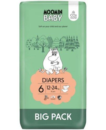 MOOMIN BABY pieluszki ekologiczne 6 (12-24kg), 51 sztuk zdjęcie