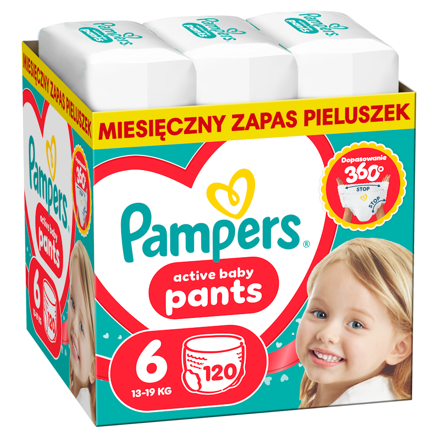 Pampers Active Baby Pieluchomajtki rozmiar 6, 13-19 kg, 120 sztuk zdjęcie