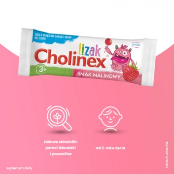 Cholinex lizak smak malinowy, 1 sztuka