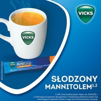 Vicks AntiGrip 650 mg + 16 mg + 4 mg o aromacie pomarańczowym 10 saszetek