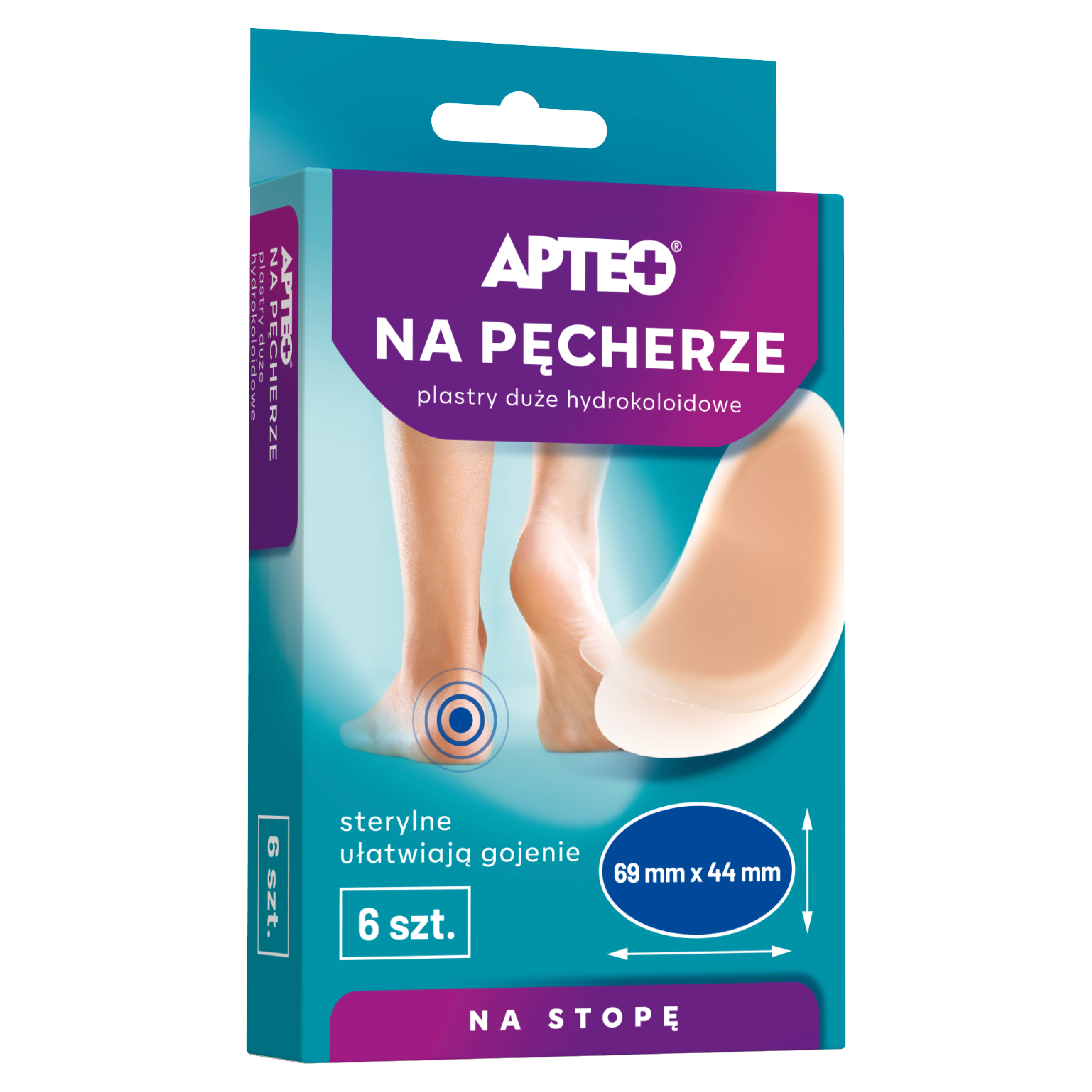 APTEO Na pęcherze duże plastry hydrokoloidowe 69x44mm, 6 sztuk zdjęcie