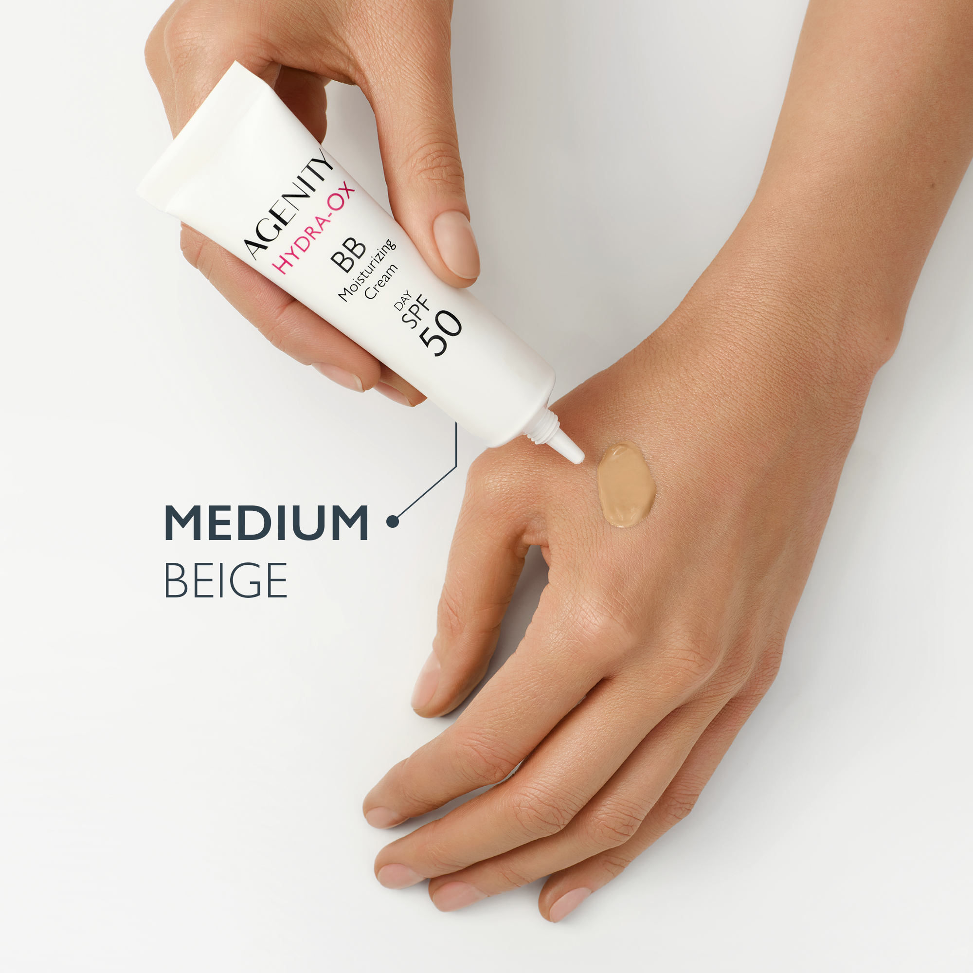 Agenity Hydra-Ox BB, Krem nawilżający na dzień 20 medium beige SPF 50, 30 ml