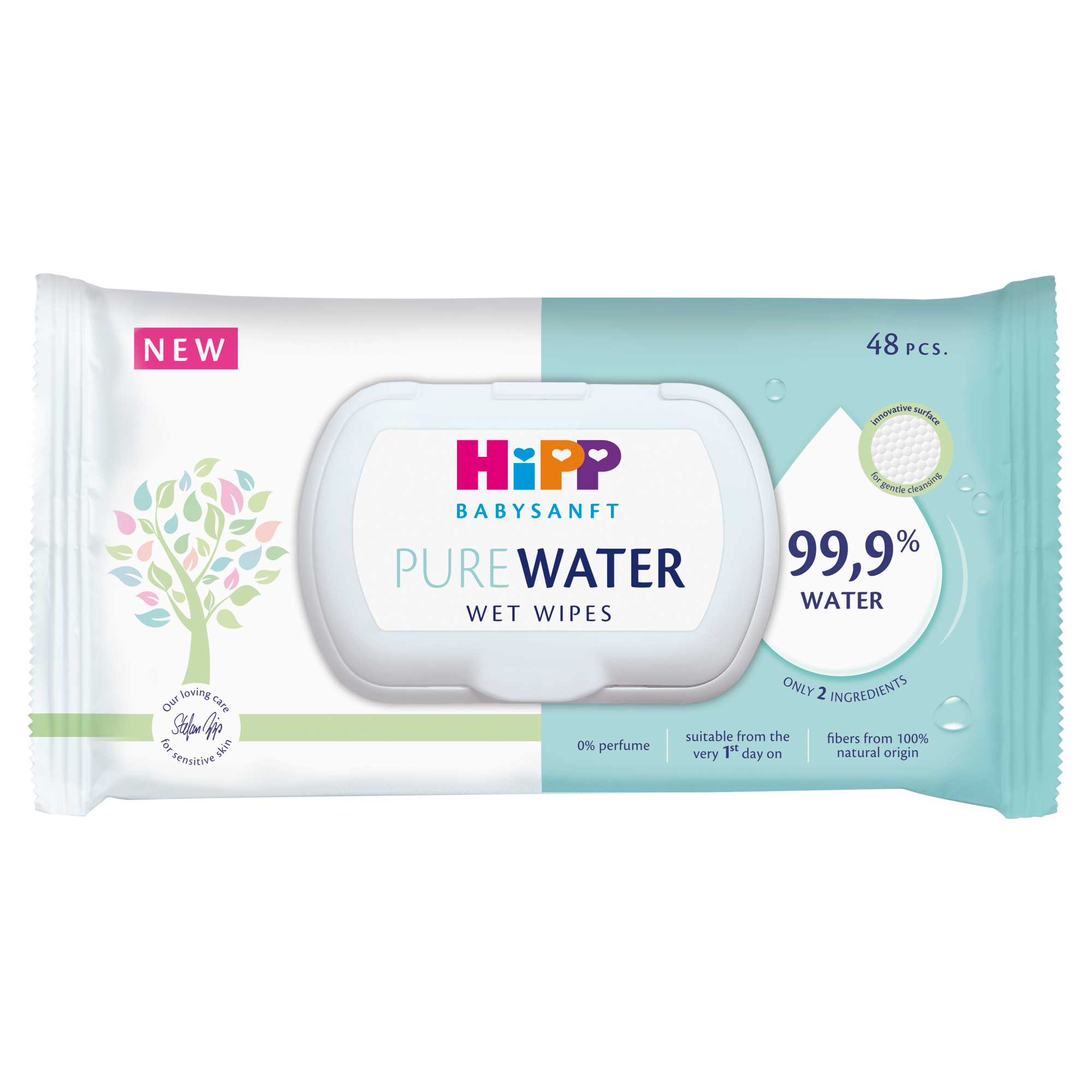 Chusteczki Pure Water 99,9% wody, 48 sztuk zdjęcie