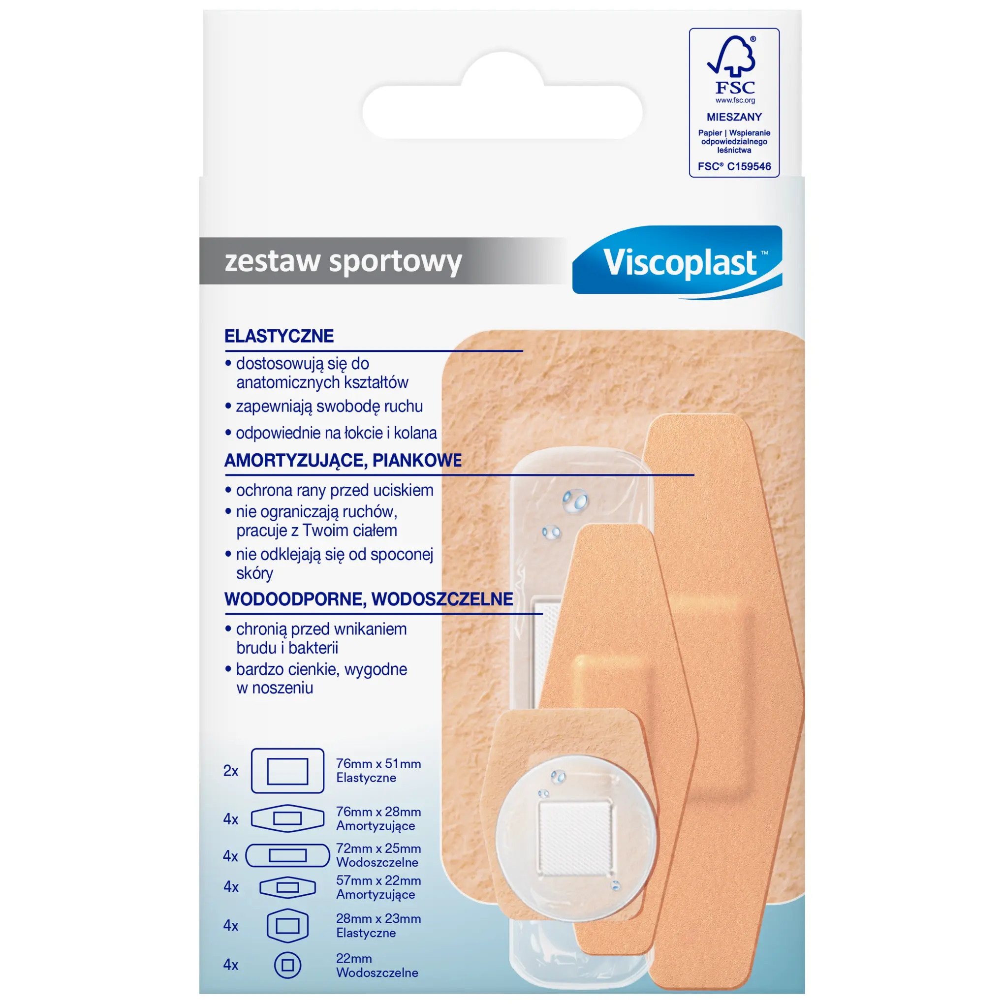 Viscoplast Zestaw Sportowy plastry z opatrunkiem 22 sztuki