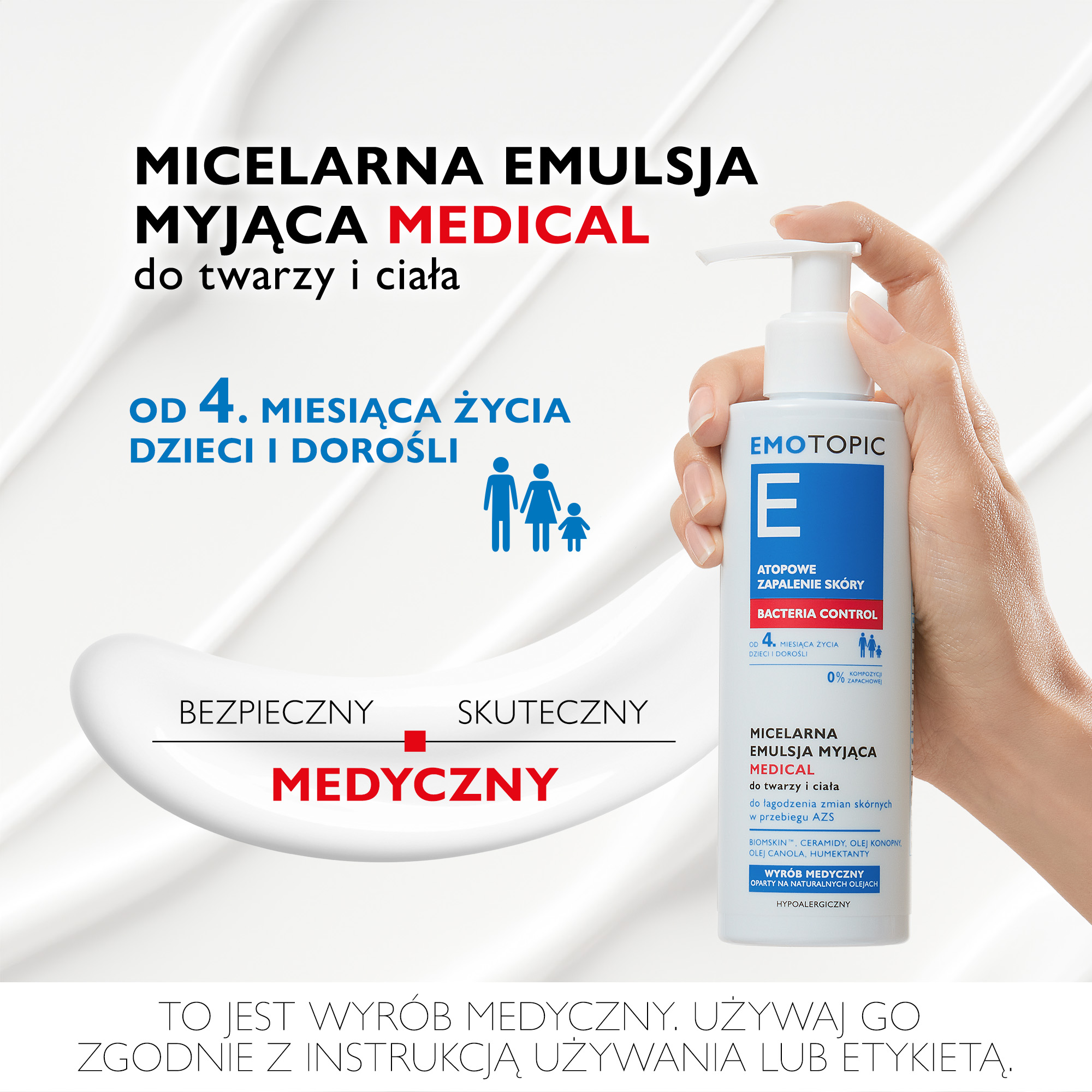 Emotopic Bacteria Control micelarna emulsja myjąca Medical do twarzy i ciała 190 ml
