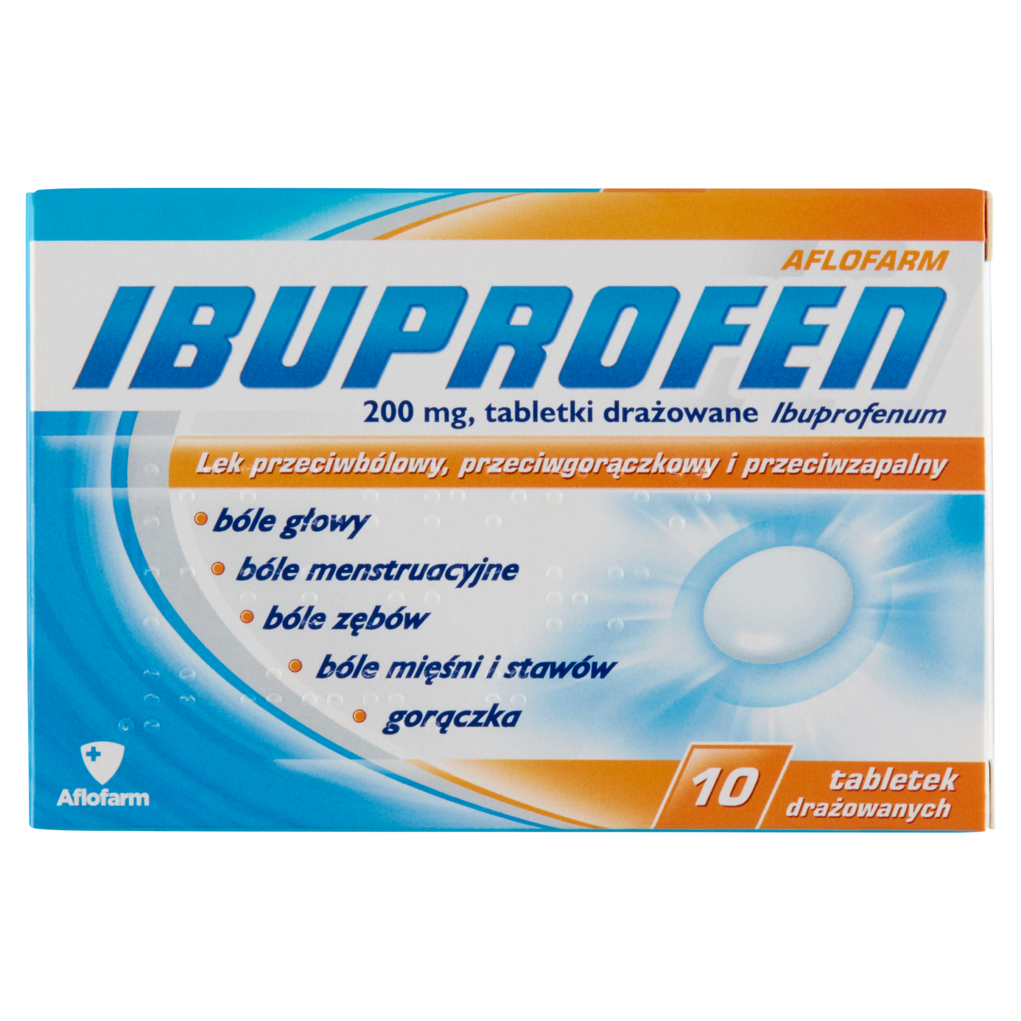 Aflofarm, Ibuprofen 200 mg, tabletki drażowane, 10 sztuk zdjęcie