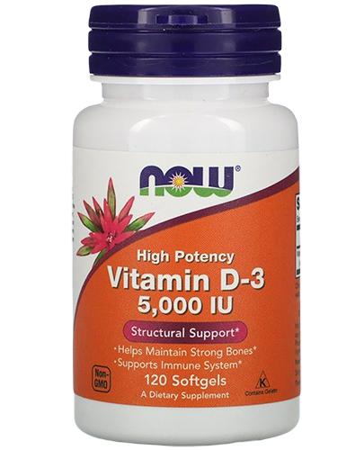 Now Foods Witamina D-3 High Potency, 120 kaps., cena, opinie, skład zdjęcie