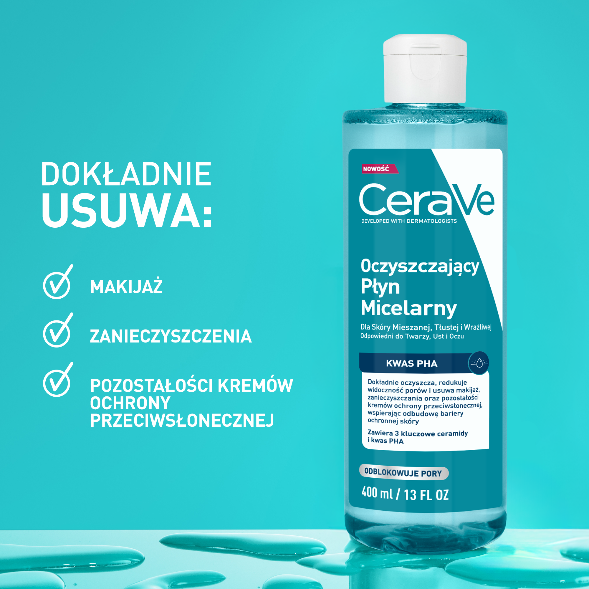 CeraVe Oczyszczający płyn micelarny dla skóry mieszanej i tłustej, 400 ml