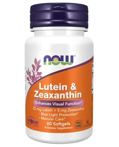 NOW Foods Lutein & Zeaxanthin 25 mg + 5 mg (luteina i zeaksantyna) 60 kapsułek zdjęcie