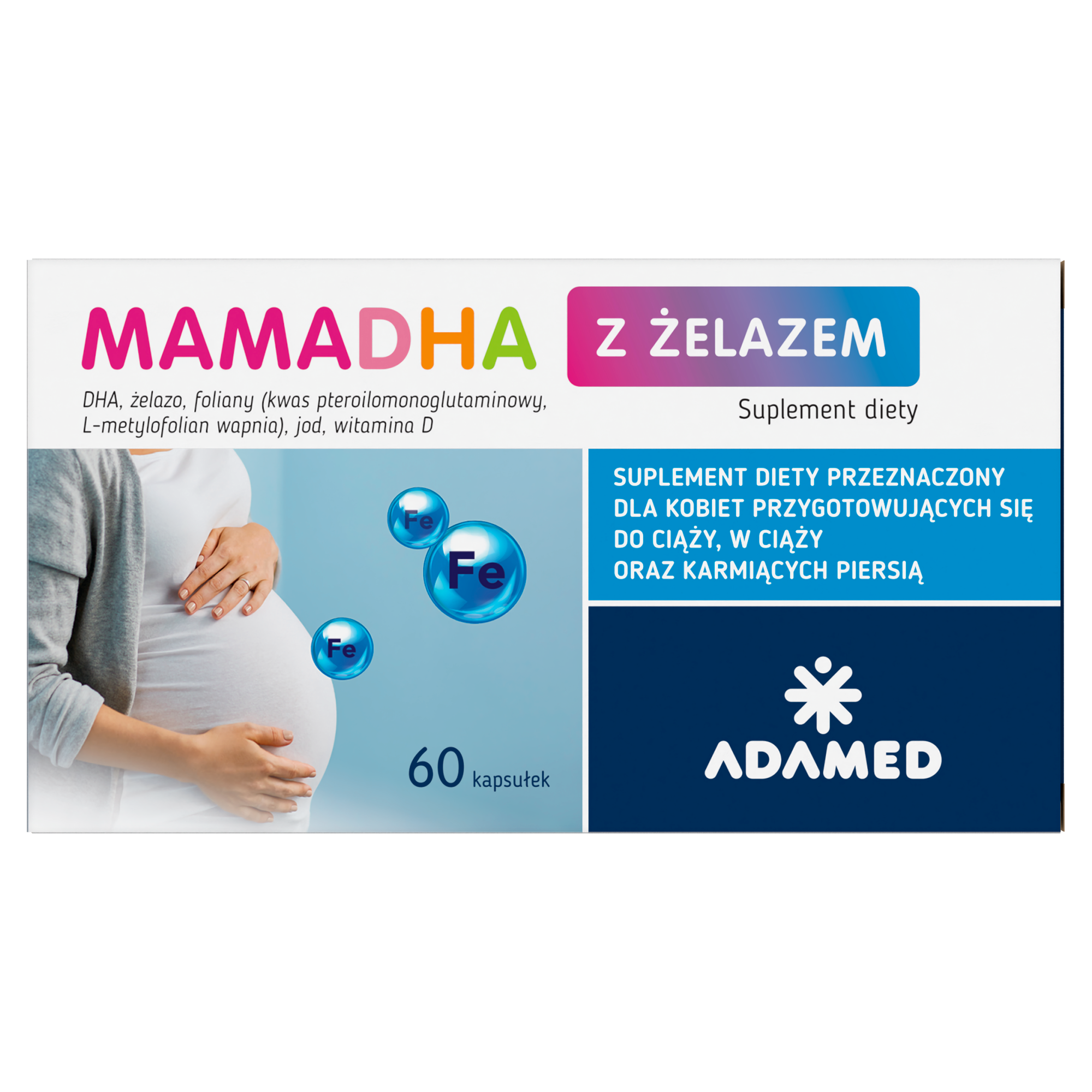 MamaDHA z żelazem, kapsułki, 60 sztuk zdjęcie