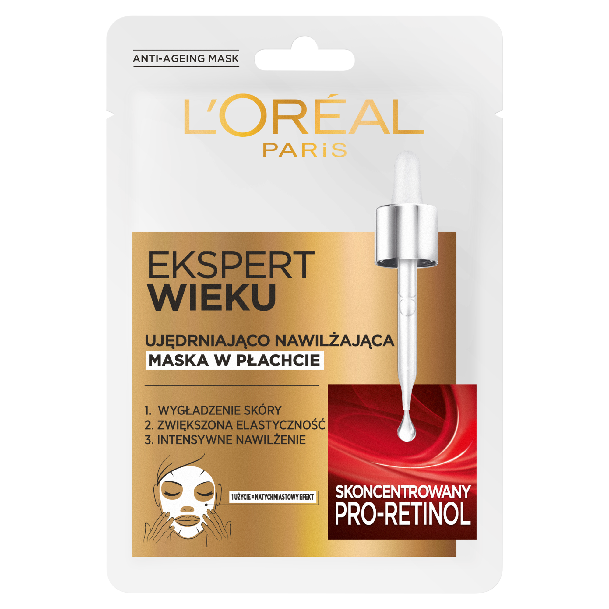 L'Oreal Ekspert Wieku Ujędrniająco Nawilżająca maska w płachcie 50+, 1 sztuka zdjęcie