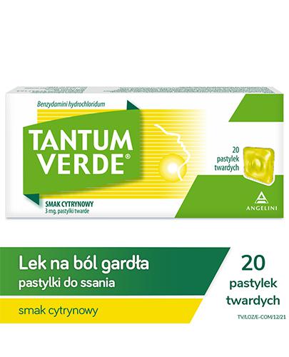 TANTUM VERDE LEMON Smak cytrynowy, 20 past., na ból gardła i stany zapalne jamy ustnej, cena, opinie, wskazania zdjęcie
