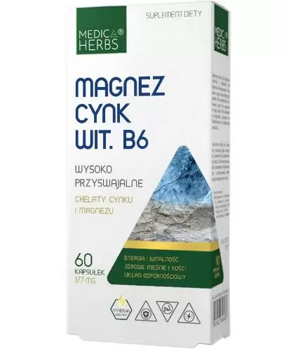 Medica Herbs Magnez Cynk Wit. B6 60 kapsułek zdjęcie