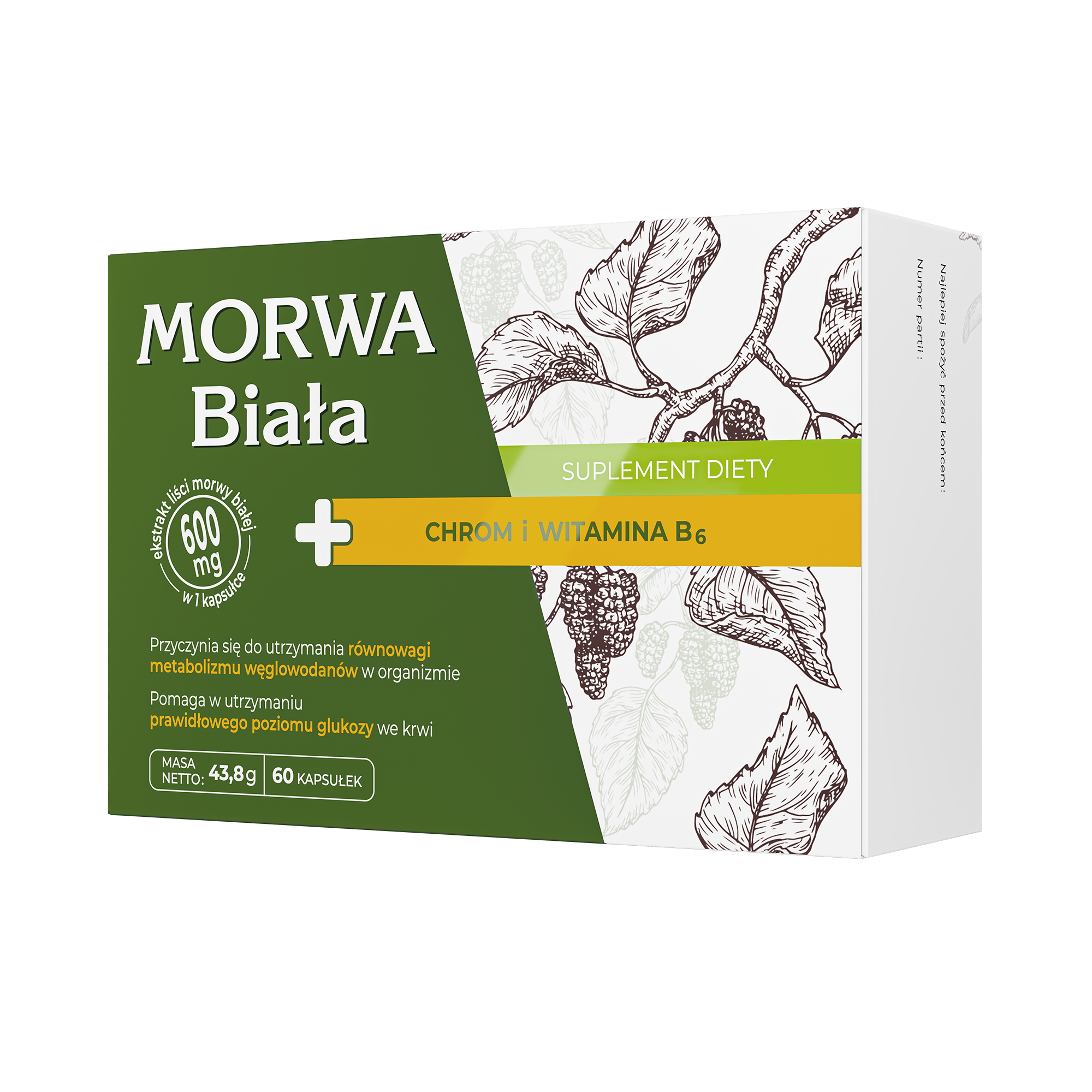 Morwa biała + chrom i witamina B6, kapsułki, 60 sztuk